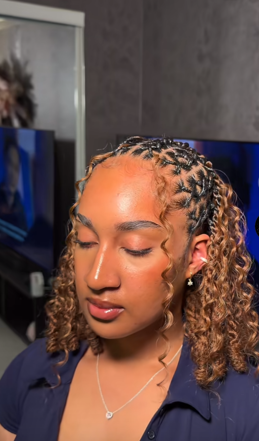 Stylist working on client