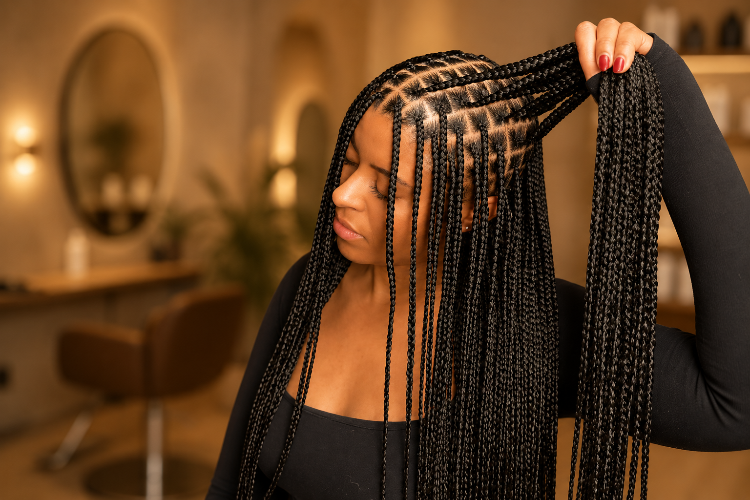 Happy client with fresh braids